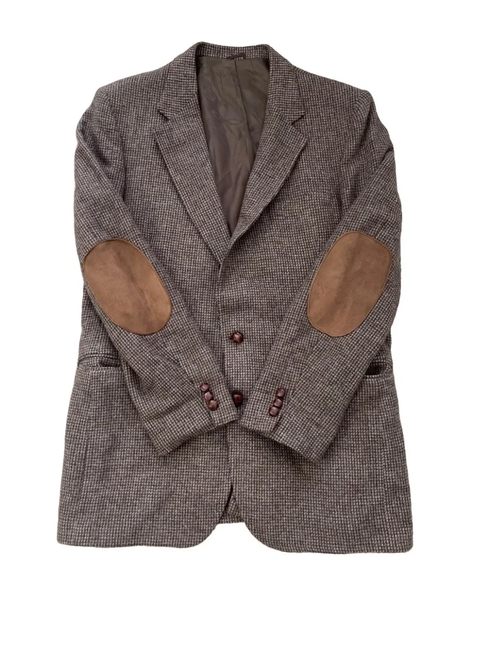 Stafford Blazer Men’s 44L/Long 100% WOOL Tweed Suede Elbow Patches MADE IN USA